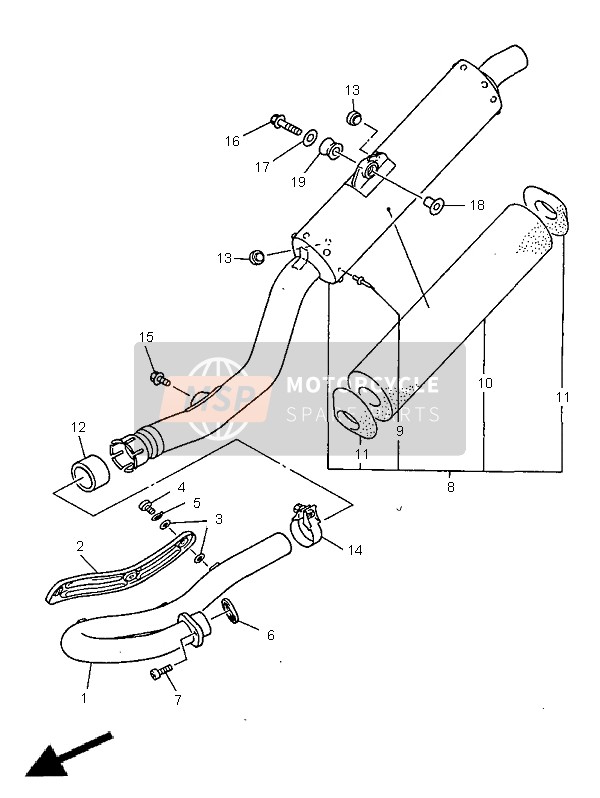 Yamaha YZ400F 1999 Exhaust for a 1999 Yamaha YZ400F