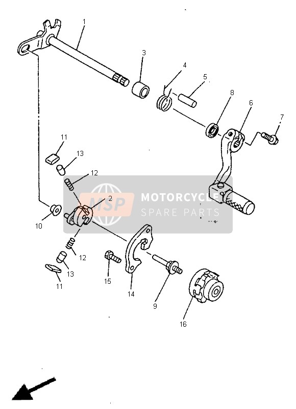 Yamaha YZ400F 1999 Arbre de changement de vitesse pour un 1999 Yamaha YZ400F