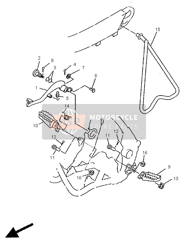 Yamaha YZ400F 1999 Supporter & Repose Pieds pour un 1999 Yamaha YZ400F