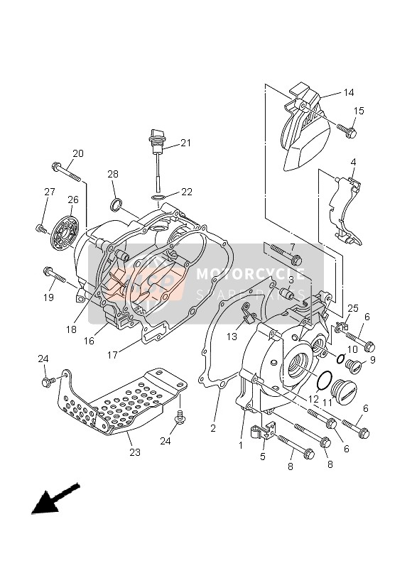 Yamaha TT-R50E 2013 Crankcase Cover 1 for a 2013 Yamaha TT-R50E