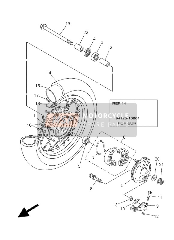 Yamaha TT-R50E 2013 VORDERRAD für ein 2013 Yamaha TT-R50E