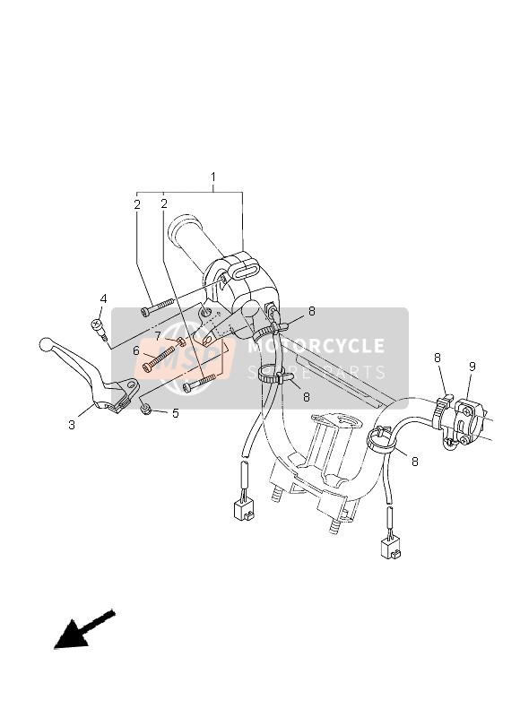 Yamaha TT-R50E 2013 Interruptor de manija & Palanca para un 2013 Yamaha TT-R50E