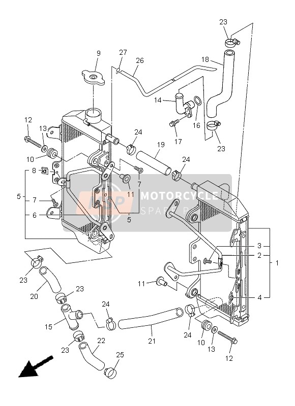 Yamaha WR250F 2013 Radiator & Hose for a 2013 Yamaha WR250F