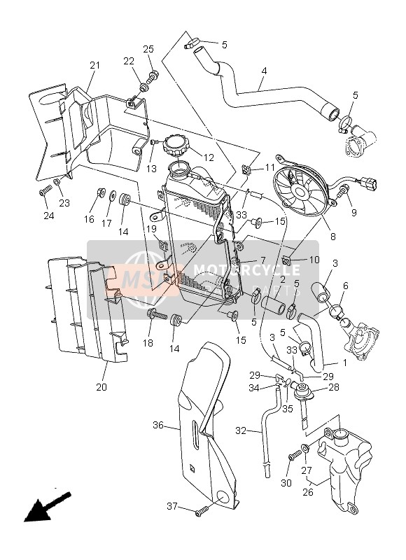 Yamaha WR250R 2013 Radiator & Slang voor een 2013 Yamaha WR250R