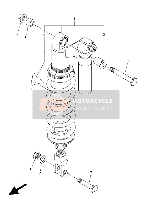 Yamaha WR250R 2013 Achtervering voor een 2013 Yamaha WR250R