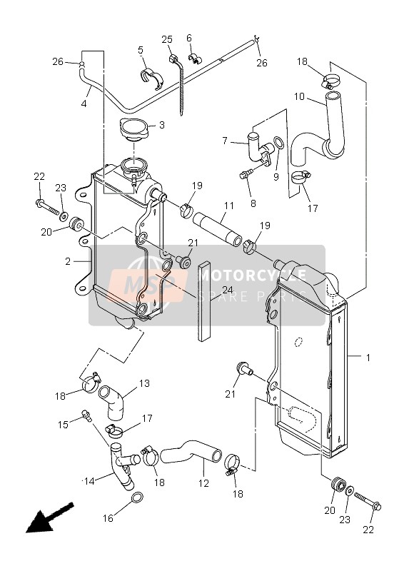 Yamaha WR450F 2013 Radiator & Hose for a 2013 Yamaha WR450F