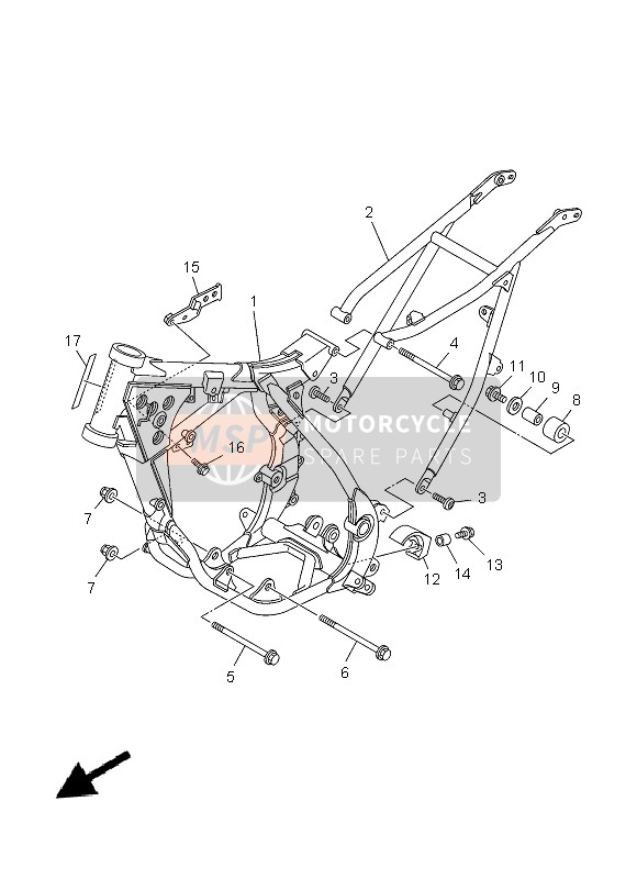 Yamaha YZ85LW 2013 Frame voor een 2013 Yamaha YZ85LW