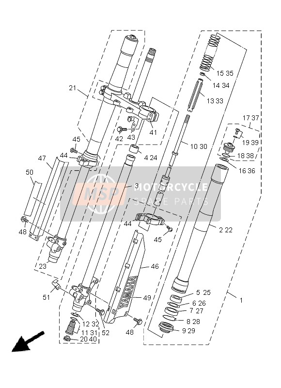 Yamaha YZ85LW 2013 Fourche avant pour un 2013 Yamaha YZ85LW