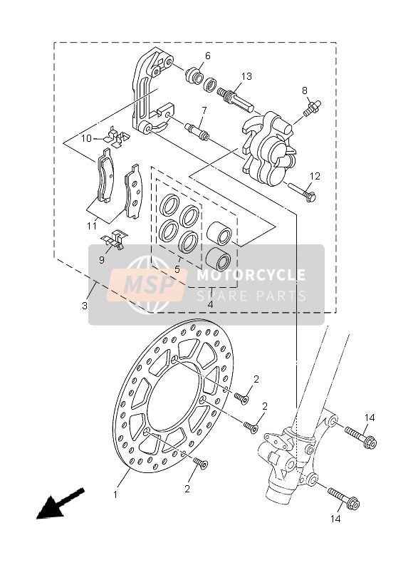 Yamaha YZ85LW 2013 Remklauw voor voor een 2013 Yamaha YZ85LW