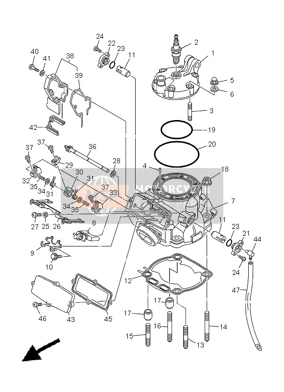 Yamaha YZ250 2013 Cylinder Head for a 2013 Yamaha YZ250