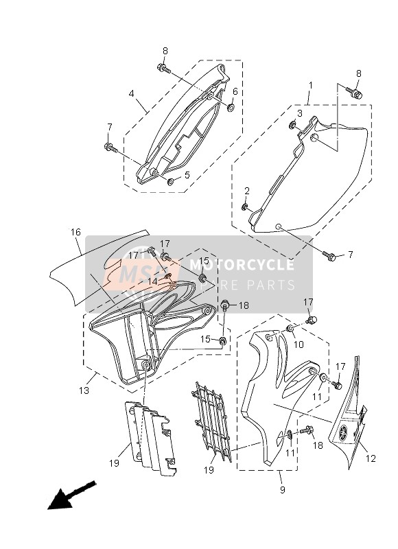 Yamaha YZ250 2013 Couvercle latéral pour un 2013 Yamaha YZ250