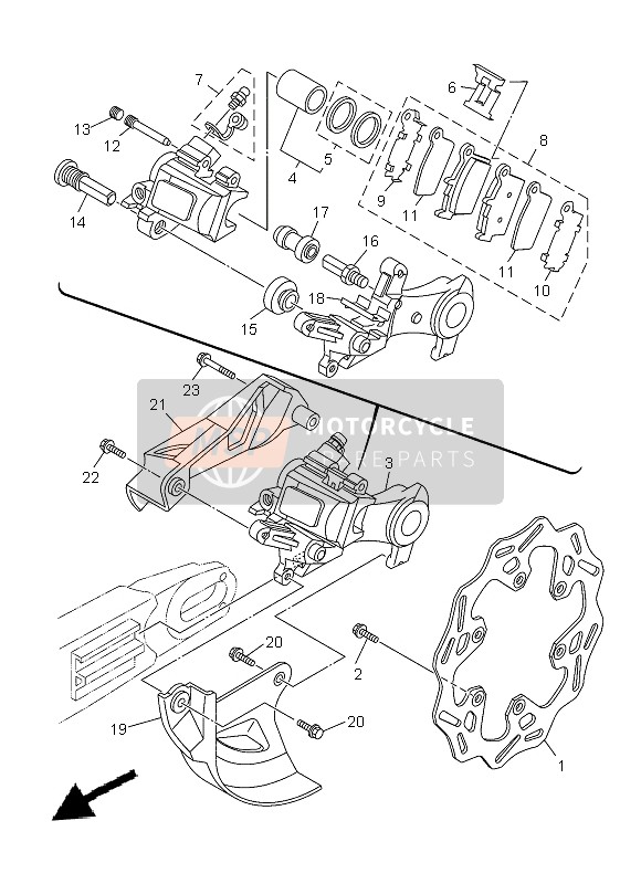 Yamaha YZ250 2013 Rear Brake Caliper for a 2013 Yamaha YZ250