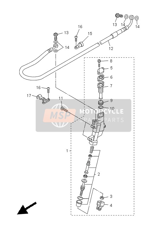 Yamaha YZ250F 2013 Rear Master Cylinder for a 2013 Yamaha YZ250F