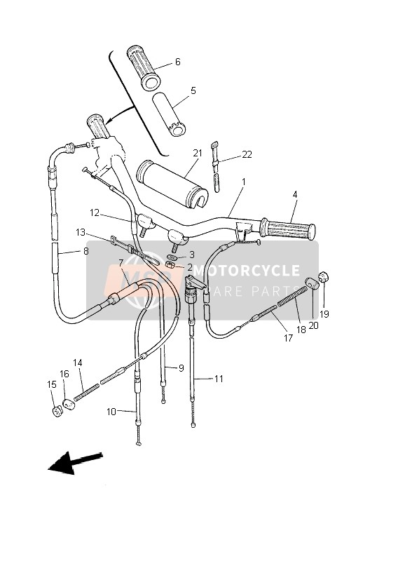 Yamaha PW50 2002 Steering Handle & Cable for a 2002 Yamaha PW50