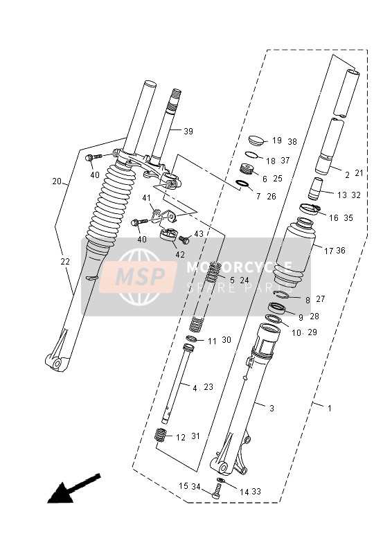 Yamaha TT-R125LW 2013 Forcella anteriore per un 2013 Yamaha TT-R125LW