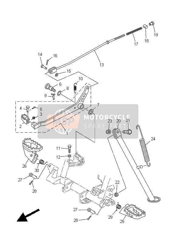 Yamaha TT-R125LW 2013 STÄNDER & FUSSRASTE für ein 2013 Yamaha TT-R125LW