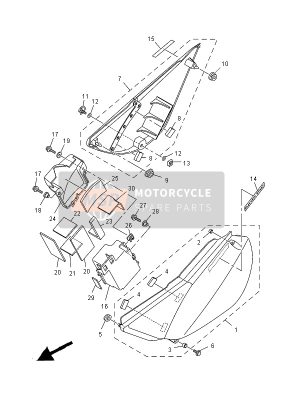 Yamaha TT-R125LWE 2013 Couvercle latéral pour un 2013 Yamaha TT-R125LWE