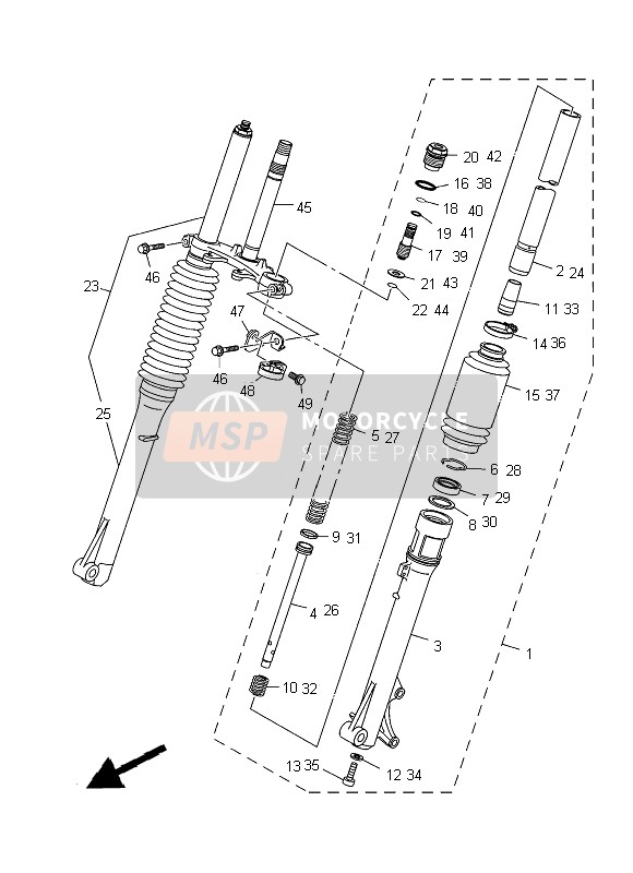 Yamaha TT-R125LWE 2013 Tenedor frontal para un 2013 Yamaha TT-R125LWE