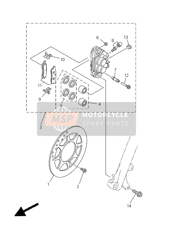 Yamaha TT-R125LWE 2013 Pinza de freno delantero para un 2013 Yamaha TT-R125LWE