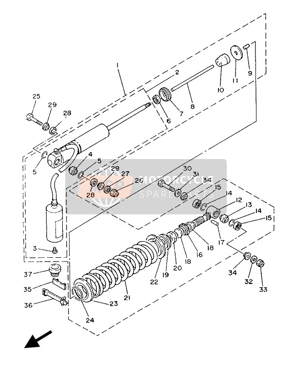 Yamaha IT200 1986 Suspensión trasera para un 1986 Yamaha IT200