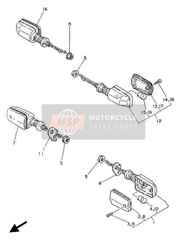 17W833401100, Ass.Lampeggiatore Posteriore 2, Yamaha, 0
