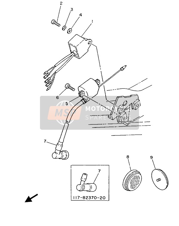 355851110100, Reflector, Voorkant 1, Yamaha, 6