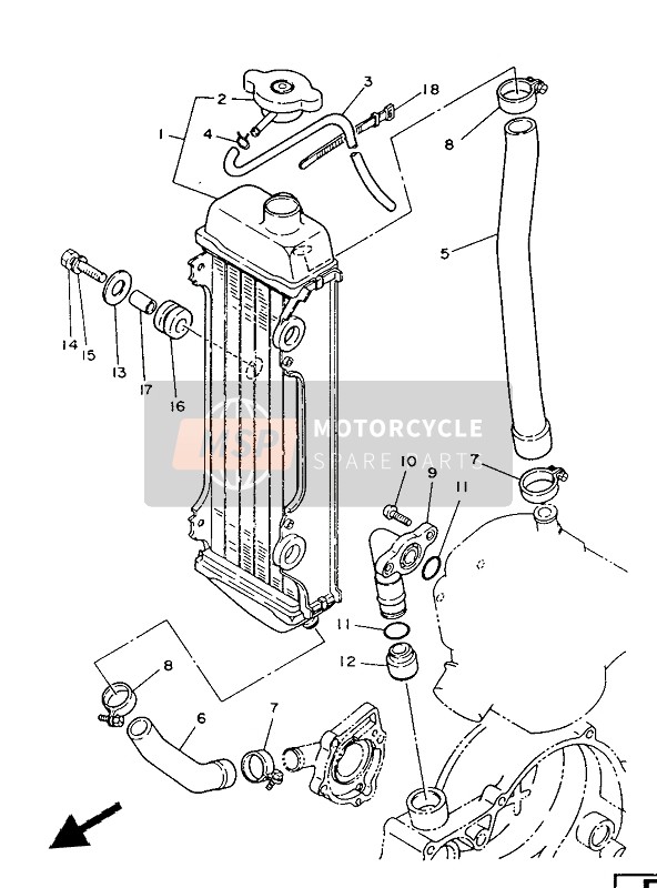 Yamaha YZ80 1986 Radiator Slang voor een 1986 Yamaha YZ80