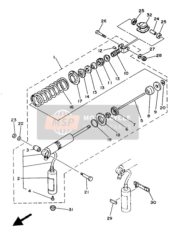 Yamaha YZ80 1986 Suspensión trasera para un 1986 Yamaha YZ80