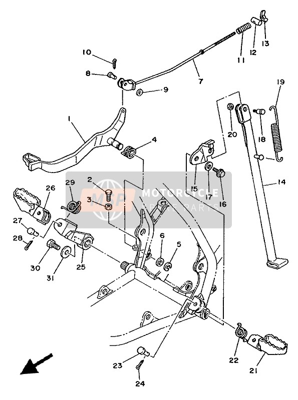 Yamaha YZ80 1986 Supporter & Repose Pieds pour un 1986 Yamaha YZ80