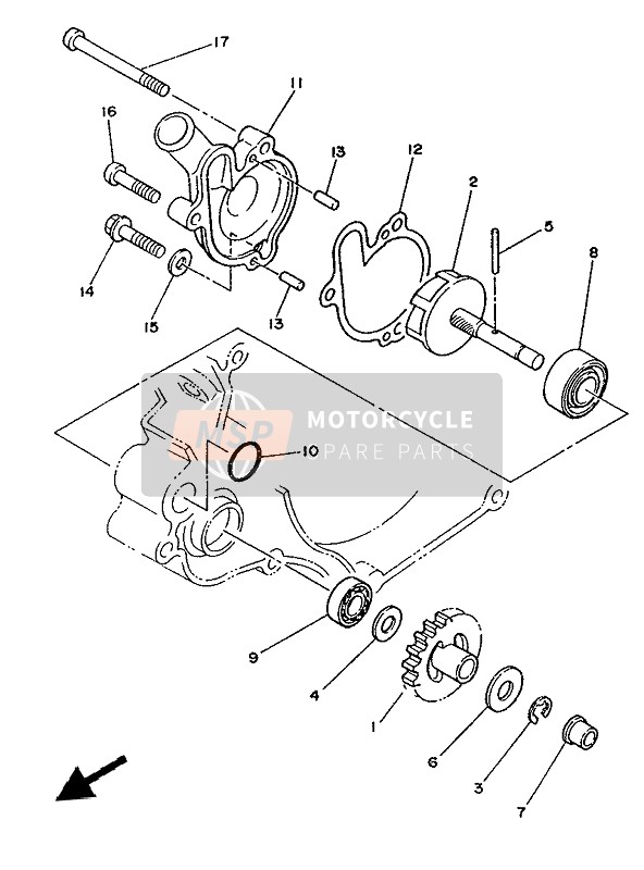 Yamaha YZ125 1986 WASSERPUMPE für ein 1986 Yamaha YZ125