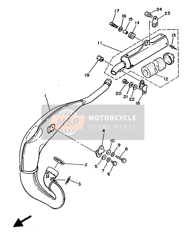 Yamaha YZ250 1986 Exhaust for a 1986 Yamaha YZ250