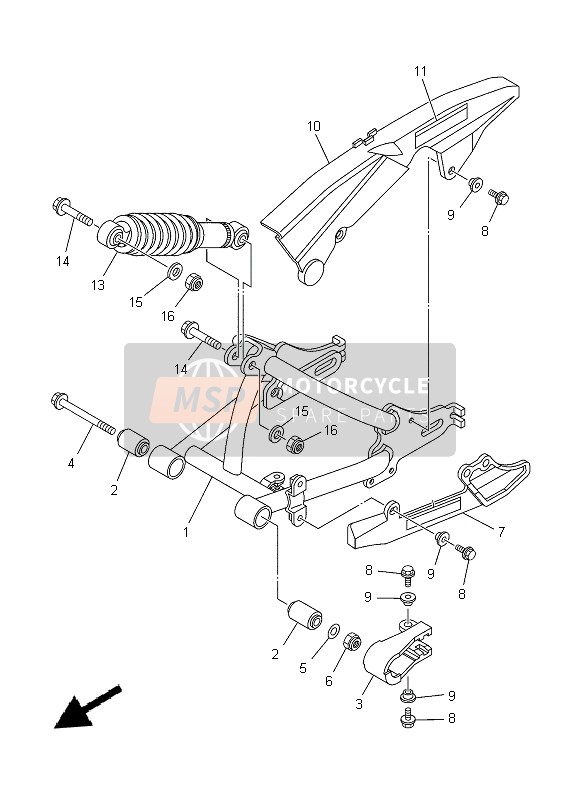 Yamaha TT-R50E 2014 Braccio posteriore & Sospensione per un 2014 Yamaha TT-R50E