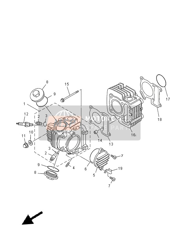 Yamaha TT-R110E 2014 Cylinder Head for a 2014 Yamaha TT-R110E