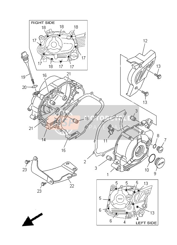 Yamaha TT-R110E 2014 KURBELGEHÄUSEABDECKUNG 1 für ein 2014 Yamaha TT-R110E