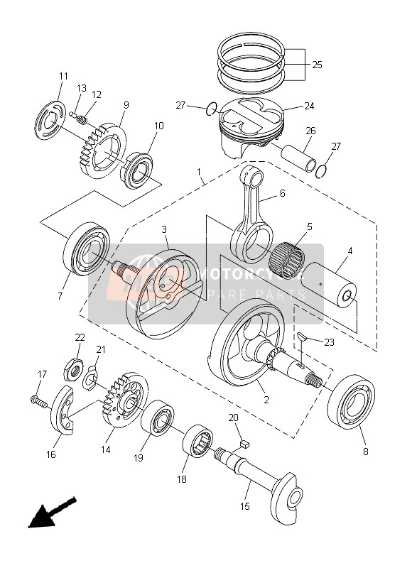 Yamaha WR250R 2014 Cigüeñal & Pistón para un 2014 Yamaha WR250R