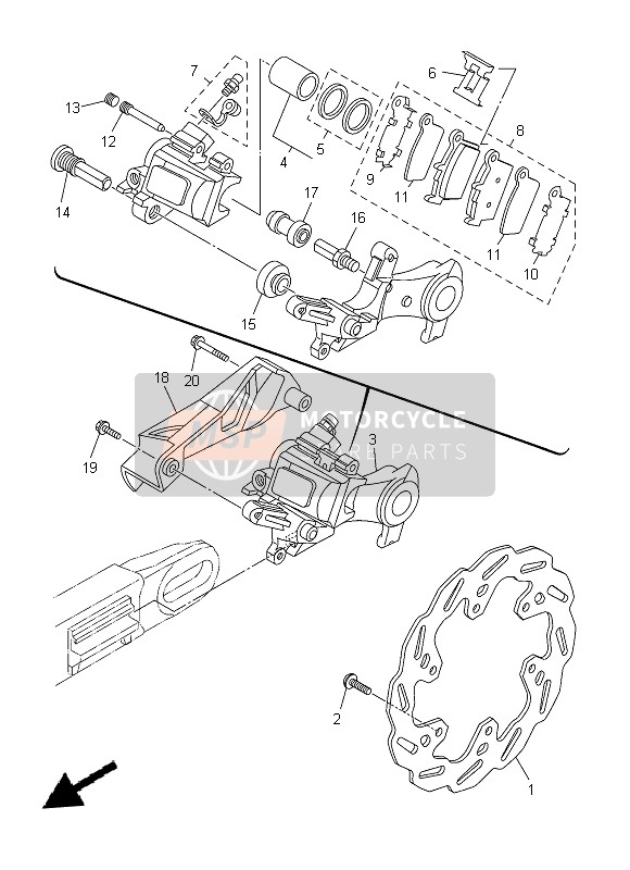 Yamaha WR250R 2014 BREMSSATTEL HINTEN für ein 2014 Yamaha WR250R