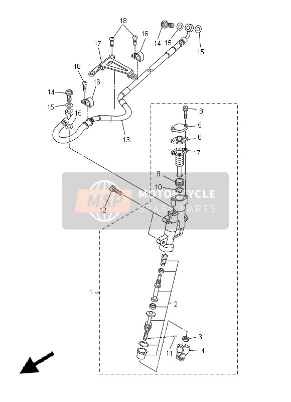 Yamaha WR250R 2014 Rear Master Cylinder for a 2014 Yamaha WR250R