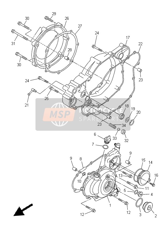 Yamaha WR450F 2014 Coperchio del carter 1 per un 2014 Yamaha WR450F