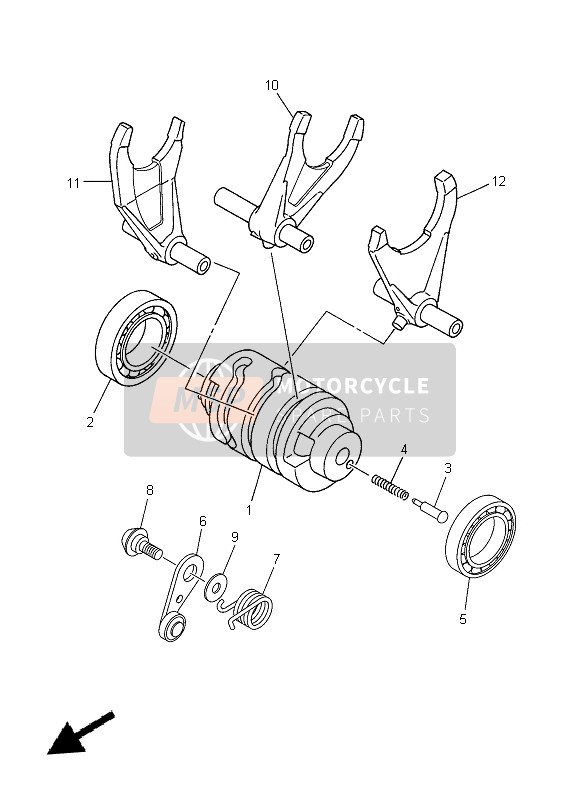 Yamaha WR450F 2014 Shift Cam & Fourchette pour un 2014 Yamaha WR450F