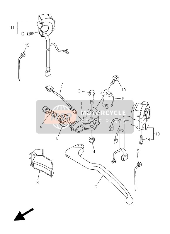 Yamaha WR450F 2014 Interruttore maniglia & Leva per un 2014 Yamaha WR450F