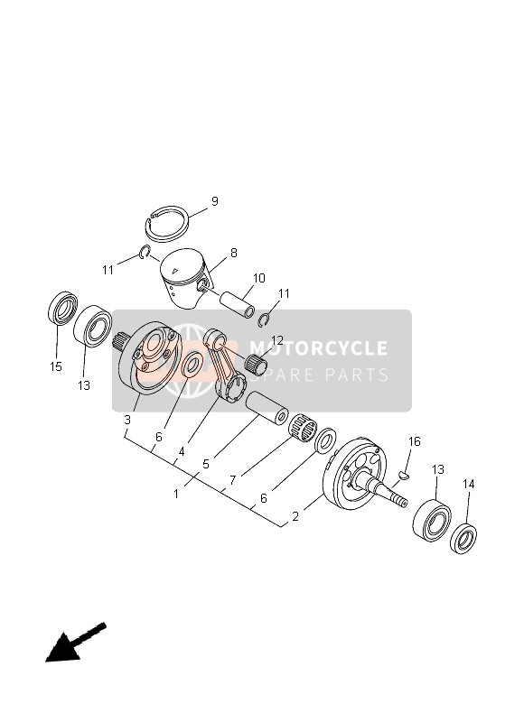 Yamaha YZ125 2014 Albero motore & Pistone per un 2014 Yamaha YZ125