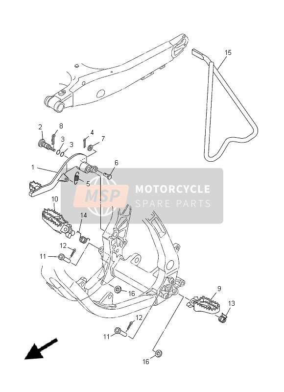 Yamaha YZ125 2014 In Piedi & Poggiapiedi per un 2014 Yamaha YZ125