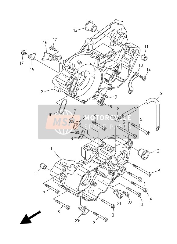 Yamaha YZ250 2014 Crankcase for a 2014 Yamaha YZ250