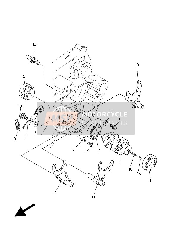 Yamaha YZ250 2014 Leva de cambio & Tenedor para un 2014 Yamaha YZ250