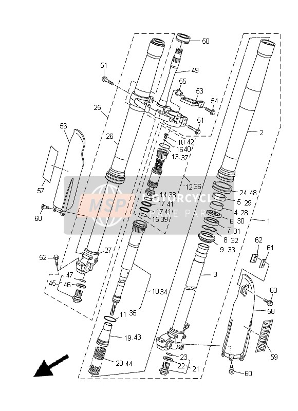 Yamaha YZ250 2014 Forcella anteriore per un 2014 Yamaha YZ250