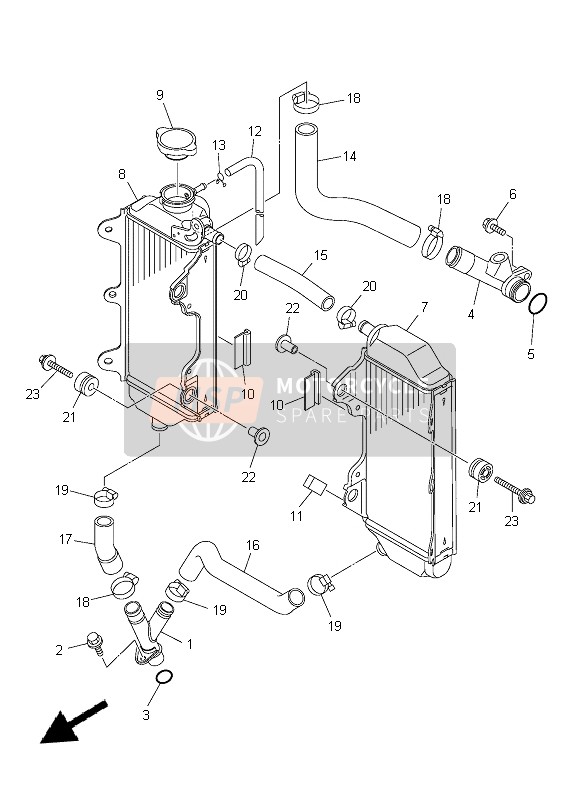 Yamaha YZ250F 2014 Radiator & Slang voor een 2014 Yamaha YZ250F