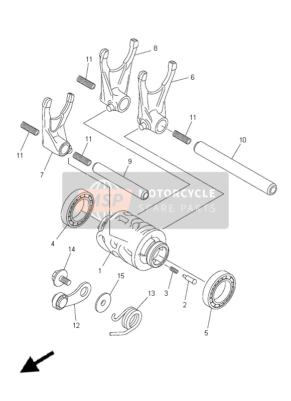 Yamaha YZ250F 2014 Shift Cam & Fourchette pour un 2014 Yamaha YZ250F