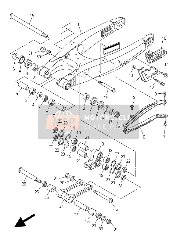 Yamaha YZ250F 2014 Rear Arm for a 2014 Yamaha YZ250F