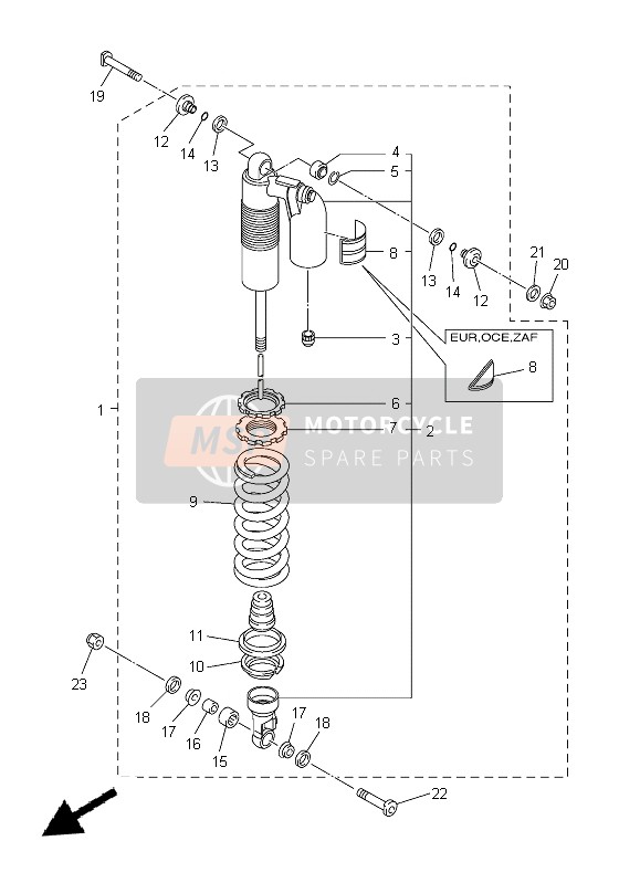 1SM222003000, Shock Absorber Assy,, Yamaha, 0