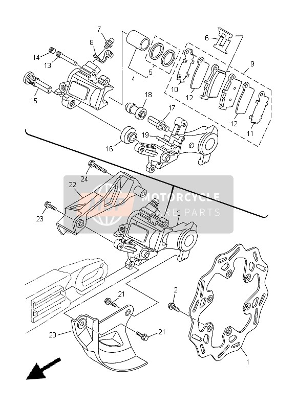 Yamaha YZ250F 2014 Rear Brake Caliper for a 2014 Yamaha YZ250F